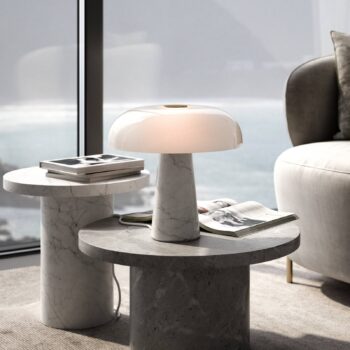 Stolová lampa Glossy, biela/opálová biela