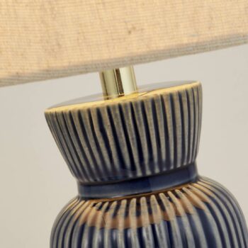 Stolová lampa Jeshua, modrá/biela, keramika/textil, 39 cm, E24