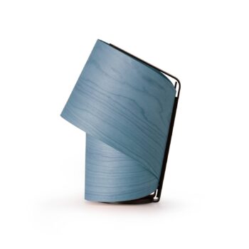 Stolová lampa LZF Tiny, modrá, výška 22 cm, drevená dyha