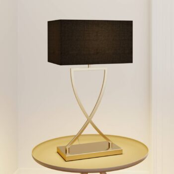 Stolová lampa Lucande Evaine, mosadz/čierna, 66 cm, E27