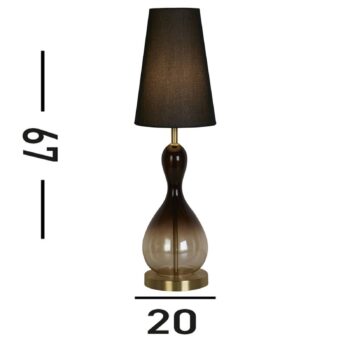 Stolová lampa Marakesh čierna/dymovo sivá výška 67 cm textil/sklo