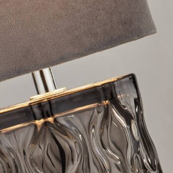 Stolová lampa Nyssa, sivá, textil/kov, 28 cm, E27