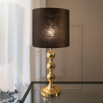 Stolová lampa Octo látkové tienidlo, mosadz/čierna