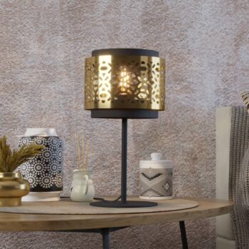 Stolová lampa Sandbach v čiernej a mosadznej