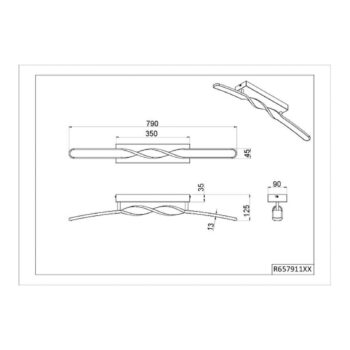 Stropné LED svetlo Ginko, čierne matné, kov, dĺžka 79 cm