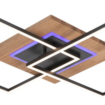 Stropné LED svetlo Panama M Plus, dub/čierna, dĺžka 61 cm