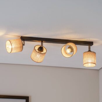 Stropné bodové svetlá Adeline jutové tienidlá 4-pl. dlhé