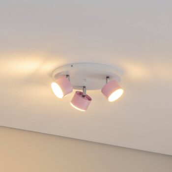 Stropné bodové svetlá Cloudy 3-plameňové Rondell ružové