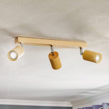 Stropné bodové svetlá Cre z dreva, 3-plameňové