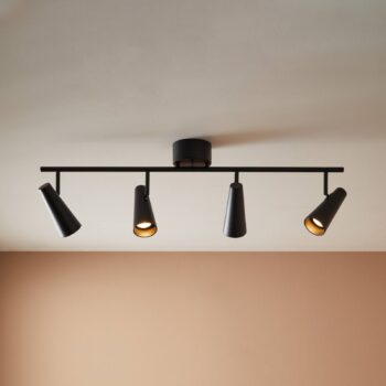 Stropné bodové svetlá Crest kov čierna 4-plameňové