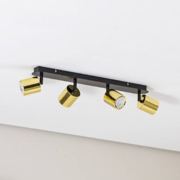 Stropné bodové svetlá Demia, čierne/mosadzné, 66 cm, GU10