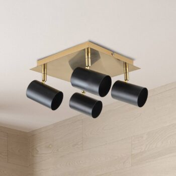 Stropné bodové svetlá Frida 4-pl., mosadzná/čierna