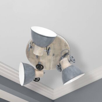 Stropné bodové svetlá Gearwood, 3-pl. okrúhle sivá