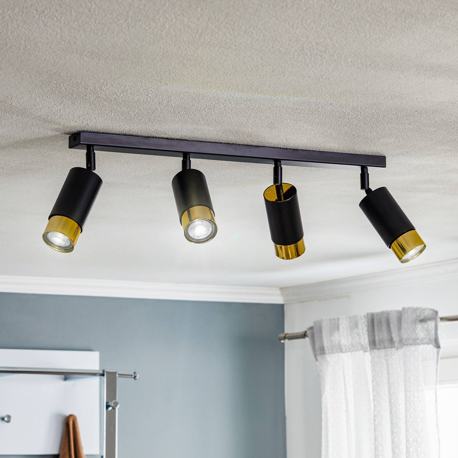 Stropné bodové svetlá Kumo čierne/zlaté 4-plameňové Stropné bodové svetlá Kumo čierne/zlaté 4-plameňové