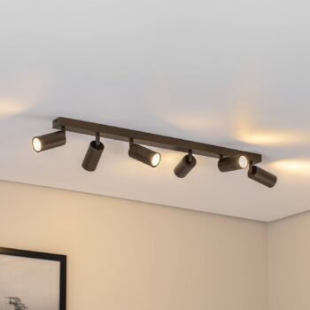 Stropné bodové svetlá Link, titánovo-zlatá farba, dĺžka 90 cm, 6-pl.