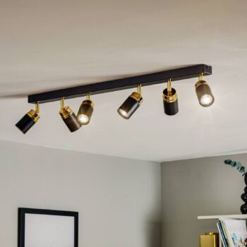 Stropné bodové svetlá Reno, 6-plameňové, čierne/zlaté