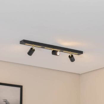 Stropné bodové svetlá Rodez, čierne/zlaté, dĺžka 80 cm, 3-pl.