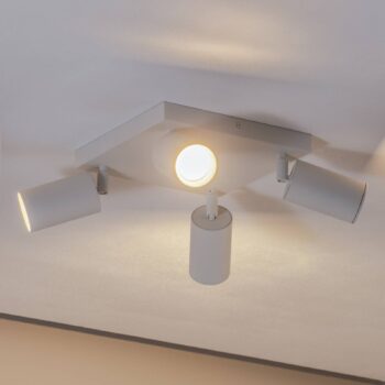 Stropné bodové svetlá Sado, biele, oceľ, nastaviteľné, 4-pl