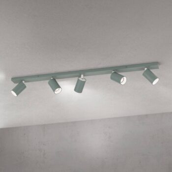 Stropné bodové svetlá Sean, svetlozelené, 5-pl., hliník, GU10