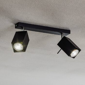 Stropné bodové svetlá Square, čierne, 2-plameňové