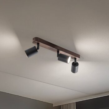 Stropné bodové svetlá Subrin, orech, 3-plameňové