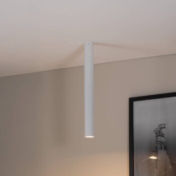 Stropné bodové svetlá Tecno 1XL, oceľ, GU10, výška 60 cm, biela