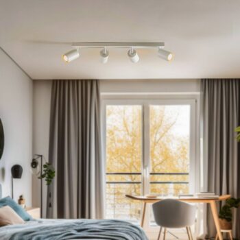 Stropné bodové svetlá Zoom, 4-pl., biely, kov, GU10