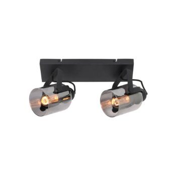 Stropné bodové svietidlo Fumoso, dĺžka 37 cm, čierna/sivá, 2 svetlá.