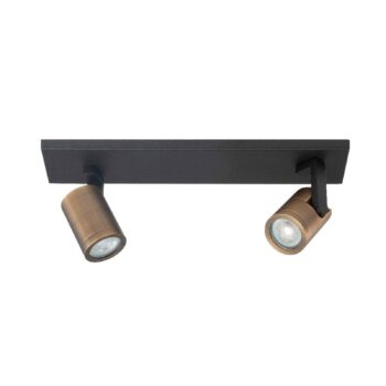 Stropné bodové svietidlo Halo, čierne/mosadzné leštené Dĺžka 40 cm 2 svetlá.