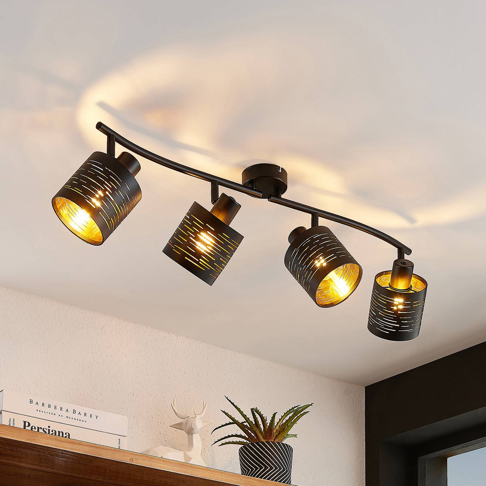 Stropné bodové svietidlo Lindby Iolyn, štvorplameňové Stropné bodové svietidlo Lindby Iolyn, štvorplameňové