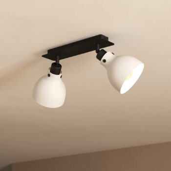 Stropné bodové svietidlo Matlock, dĺžka 52 cm, sivo-čierne, 2 svetlá.