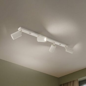 Stropné reflektory Carbon, béžová farba, dĺžka 81 cm, hliník, 4 svetlá.