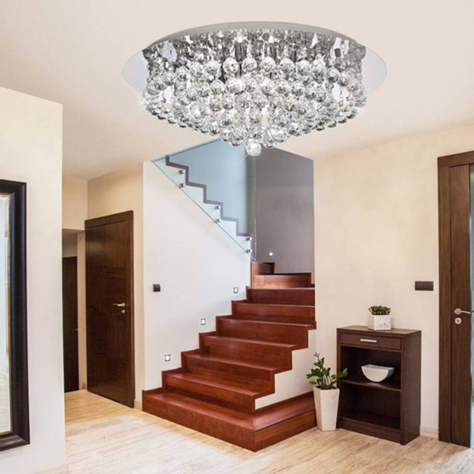 Stropné svetlo Hanna chróm krištáľové gule 55 cm Stropné svetlo Hanna chróm krištáľové gule 55 cm