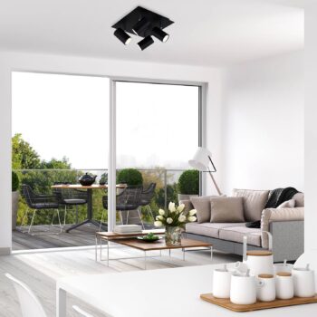 Stropné svietidlo 2857-045, otočné, 4-pl., čierna