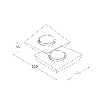 Stropné svietidlo Anchise, 2 svetlá, 23,5 cm, biela, omietka, GX53
