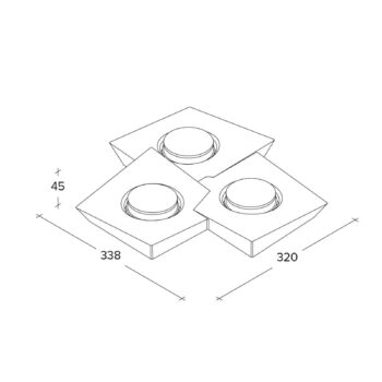 Stropné svietidlo Anchise, 3 svetlá, dĺžka 32 cm, biela, omietka, GX53
