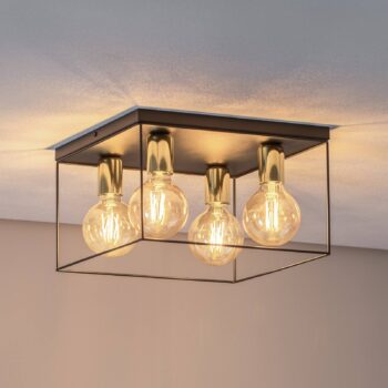 Stropné svietidlo Anna s kovovým rámom, 4-pl. štvorcové