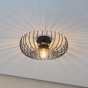 Stropné svietidlo Aspendos N-641, čierne, kov, Ø 36 cm