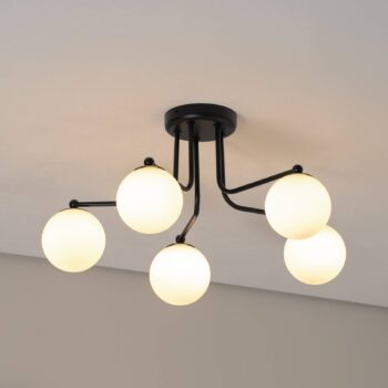 Stropné svietidlo Astral, čierne, dĺžka 64 cm, oceľ/sklo