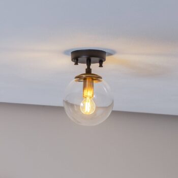 Stropné svietidlo Atmaca 10205 zlatá antik/čierna sklo číre Ø 15cm