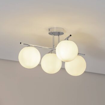 Stropné svietidlo Aurora, chróm, Ø 50 cm, 4-pl., sklo, E14