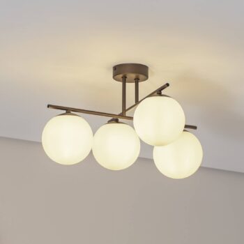 Stropné svietidlo Aurora, hnedé, Ø 50 cm, 4-pl., sklo, E14