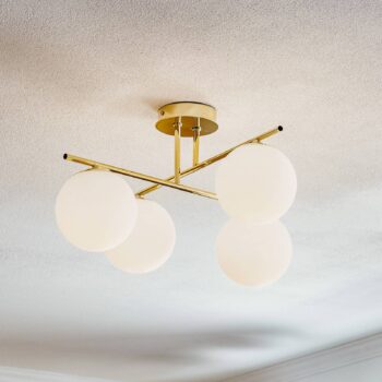 Stropné svietidlo Aurora, zlaté, Ø 50 cm, 4-pl., sklo, E14