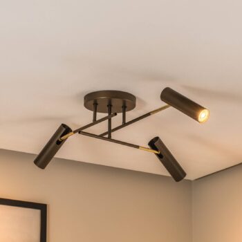 Stropné svietidlo Axion, 3 svetlá, titánová farba, oceľ