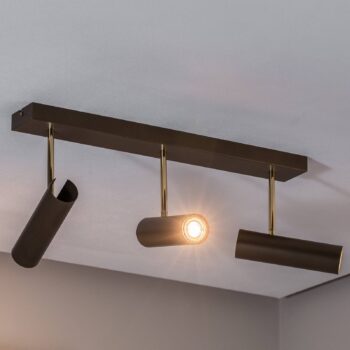 Stropné svietidlo Axion, 3 svetlá, titánová farba, podlhovasté, oceľ