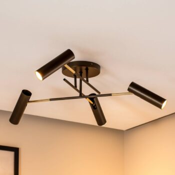 Stropné svietidlo Axion, 4 svetlá, titánová farba, oceľ