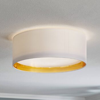 Stropné svietidlo Bilbao, biele/zlaté, Ø 45 cm