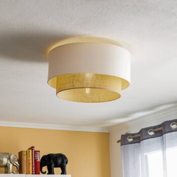 Stropné svietidlo Boho, Ø 45 cm, ecru/juta