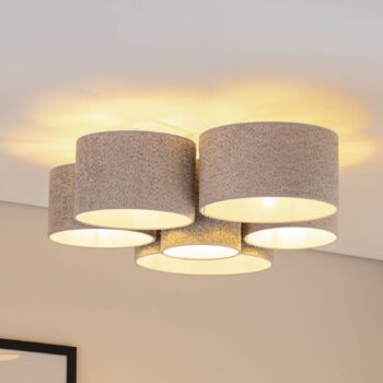 Stropné svietidlo Boucle so šiestimi tienidlami, sivé