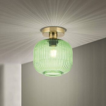 Stropné svietidlo Carneval, zelené, Ø 20 cm, sklo, E27